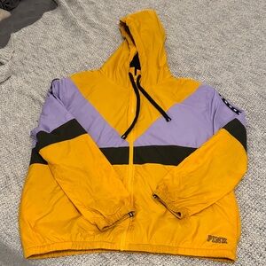 Victoria’s SecretPINK Yellow Purple & Black Colorblock Sherpa-Lined Windbreaker